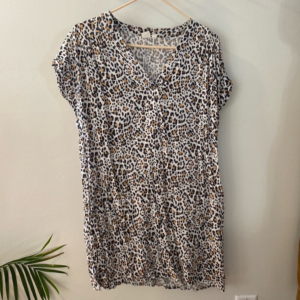 Leopard print shirt dress.
